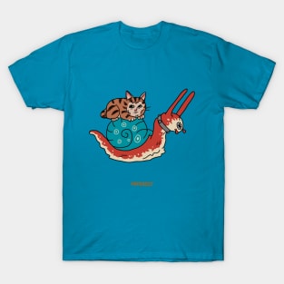 Creepy Cat on Snail T-Shirt